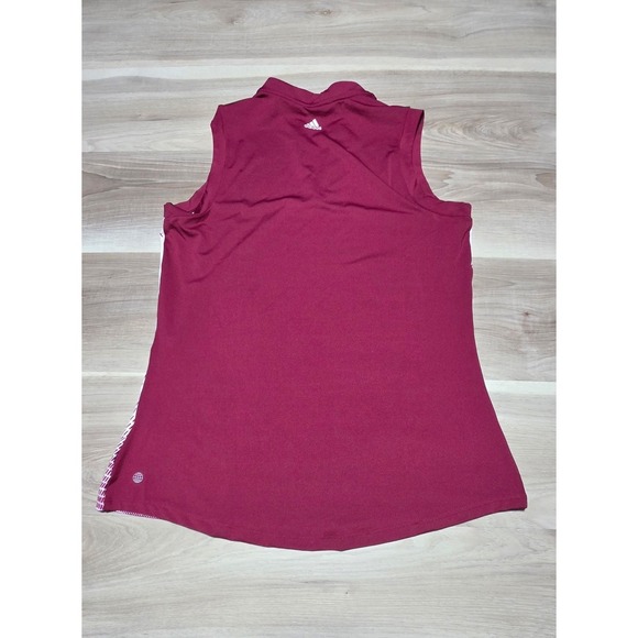 Adidas Gradient Sleeveless Polo Womens M Burgundy HA3385 Golf Shirt NWT Active - Picture 2 of 10